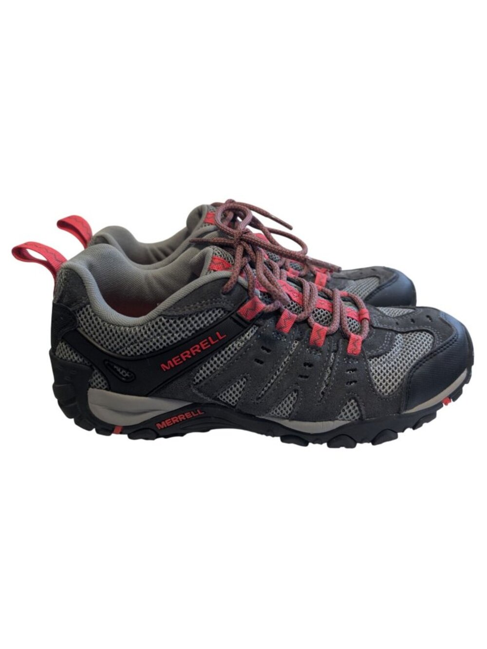 Merrell Accentor Low Hiking Shoes Womens 9 Grey Pink Trail Sneakers J358569C